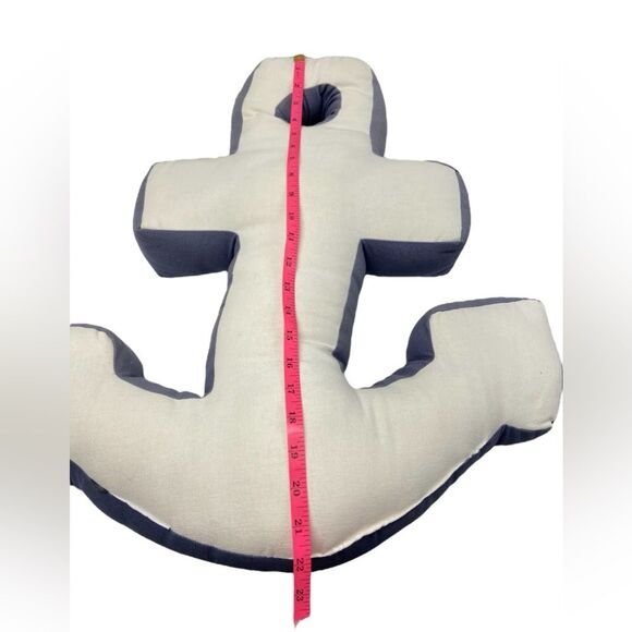 Anchor Decorative Blue and White Nautical Pillow - Picture 3 of 4